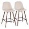 Pebble Mid-Century Modern Counter Stool in Metal and Fabric - Set of 2